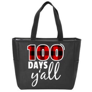 Plaid 100 Days Y'all Funny 100th Day Of School Zip Tote Bag