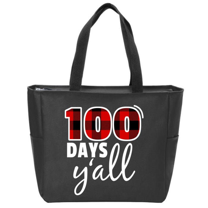 Plaid 100 Days Y'all Funny 100th Day Of School Zip Tote Bag