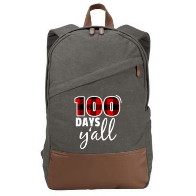 Plaid 100 Days Y'all Funny 100th Day Of School Cotton Canvas Backpack