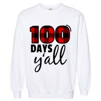 Plaid 100 Days Y'all Funny 100th Day Of School Garment-Dyed Sweatshirt