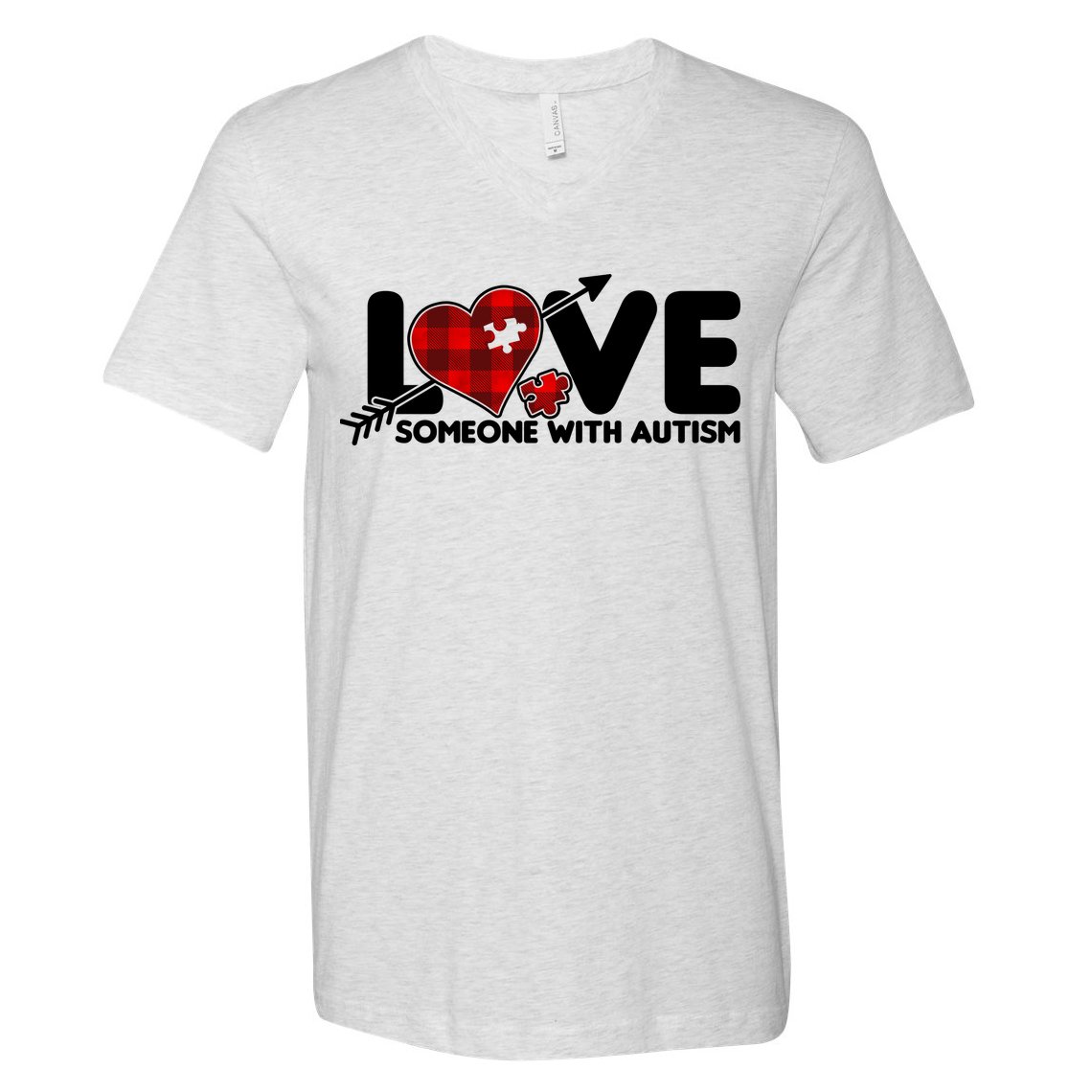 Plaid Love Someone With Autism V-Neck T-Shirt