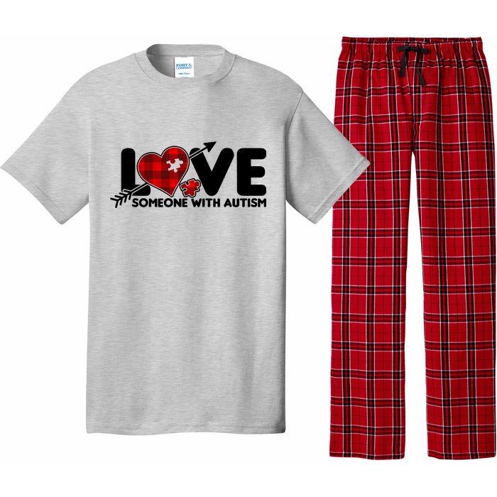 Plaid Love Someone With Autism Pajama Set