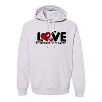 Plaid Love Someone With Autism Premium Hoodie