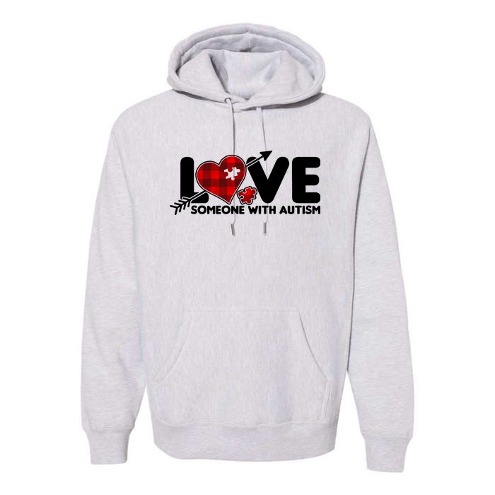 Plaid Love Someone With Autism Premium Hoodie