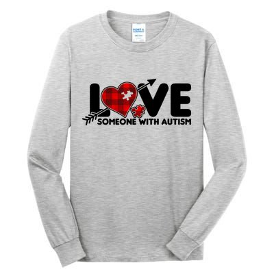 Plaid Love Someone With Autism Tall Long Sleeve T-Shirt