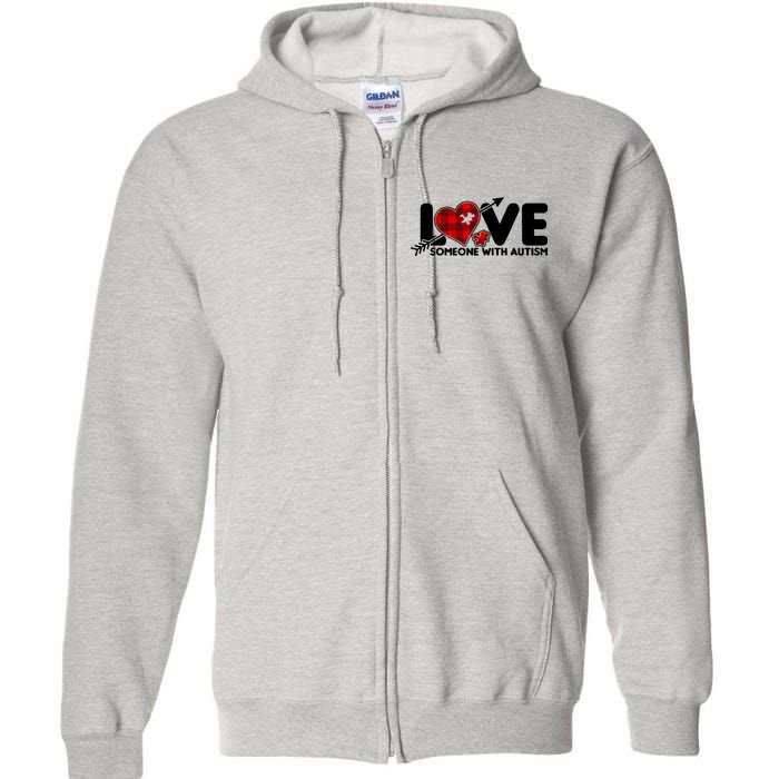 Plaid Love Someone With Autism Full Zip Hoodie