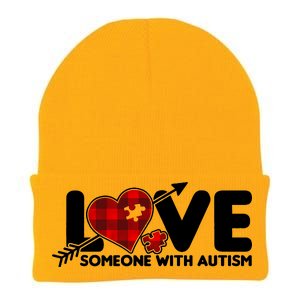 Plaid Love Someone With Autism Knit Cap Winter Beanie