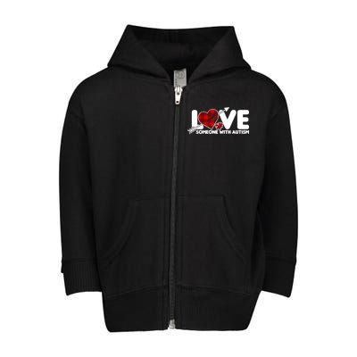 Plaid Love Someone With Autism Toddler Zip Fleece Hoodie