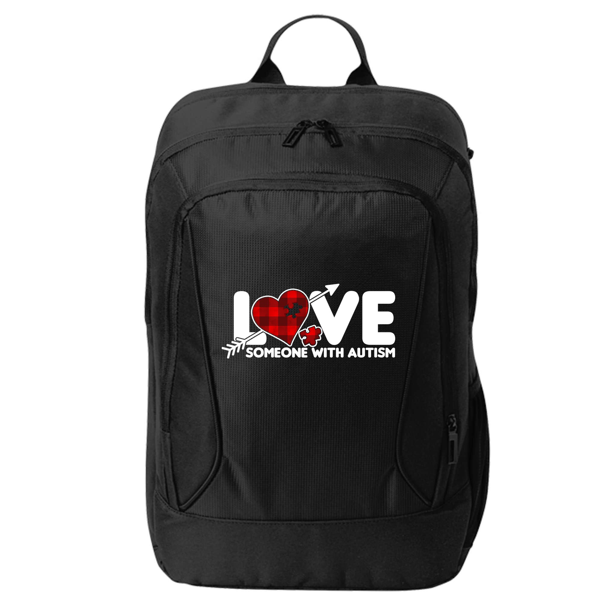 Plaid Love Someone With Autism City Backpack