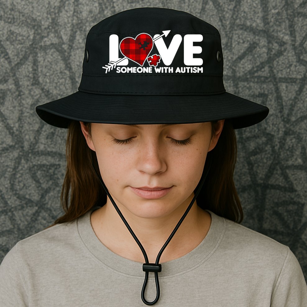 Plaid Love Someone With Autism Bucket Hat