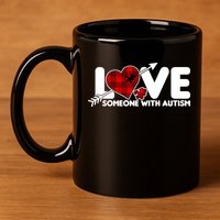 Plaid Love Someone With Autism 11oz C Handle Ceramic Mug