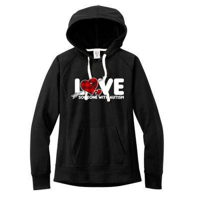 Plaid Love Someone With Autism Women's Fleece Hoodie