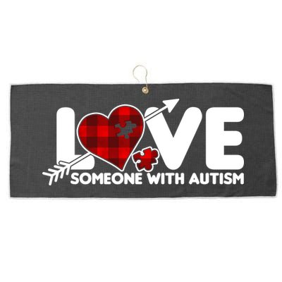 Plaid Love Someone With Autism Large Microfiber Waffle Golf Towel