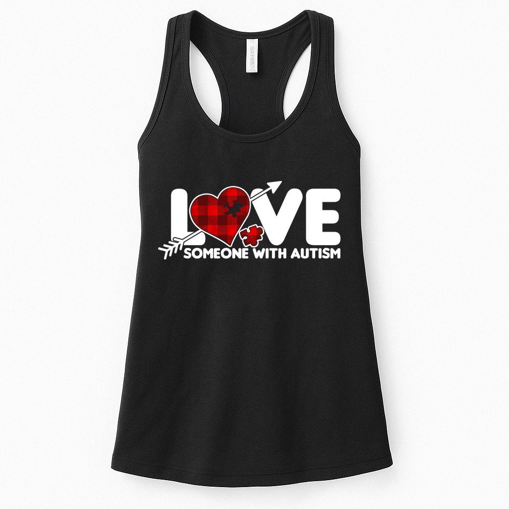 Plaid Love Someone With Autism Womens Tank Top