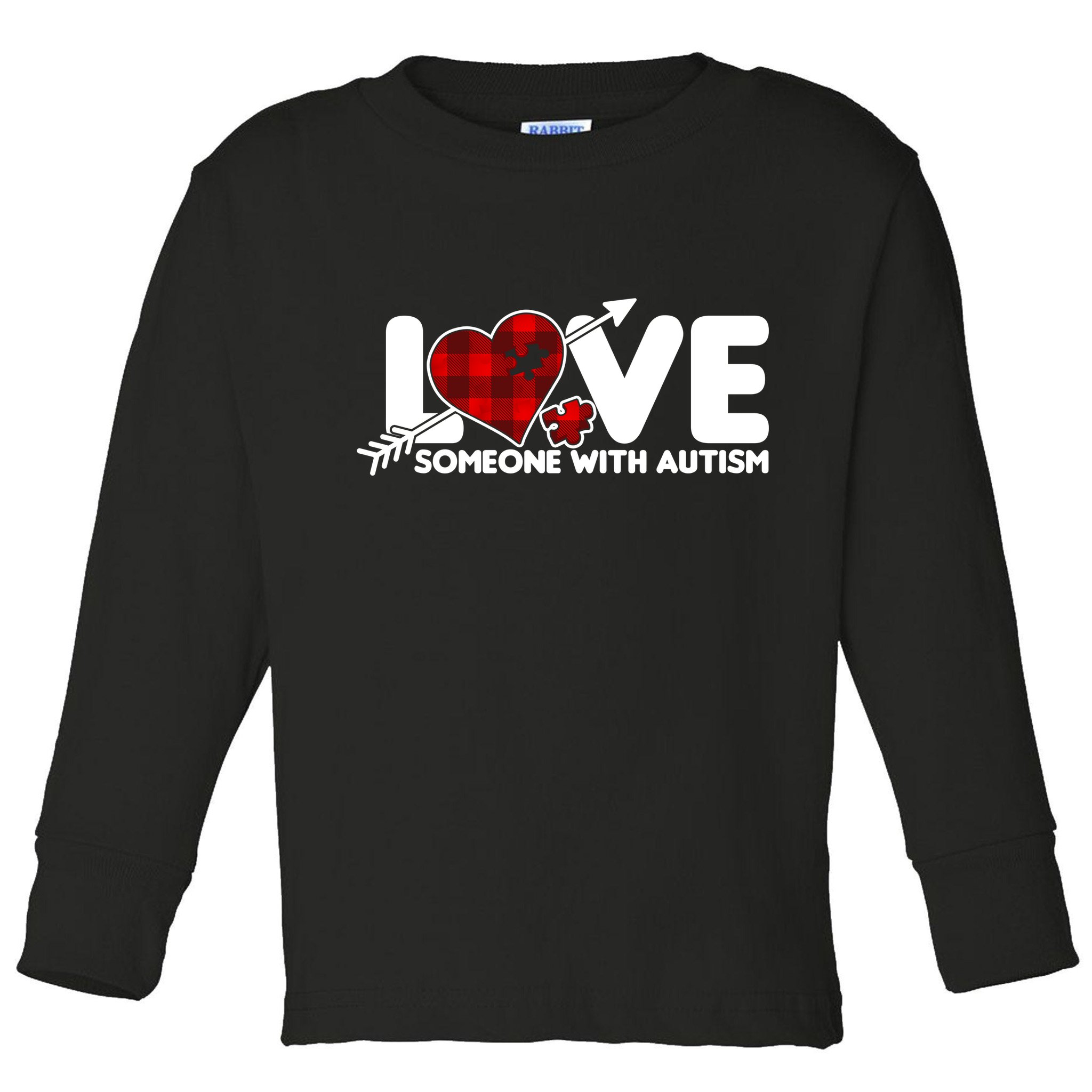 Plaid Love Someone With Autism Toddler Long Sleeve Shirt