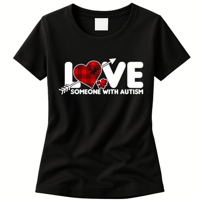 Plaid Love Someone With Autism Womens T-Shirt