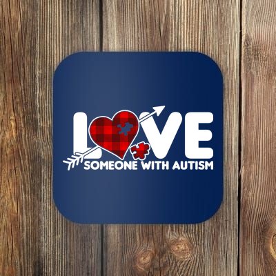 Plaid Love Someone With Autism Coaster