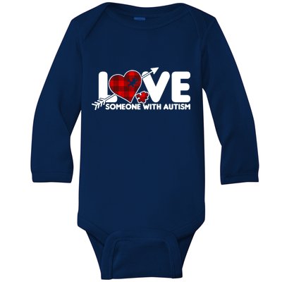 Plaid Love Someone With Autism Baby Long Sleeve Bodysuit