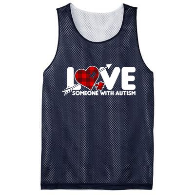 Plaid Love Someone With Autism Mesh Reversible Basketball Jersey Tank