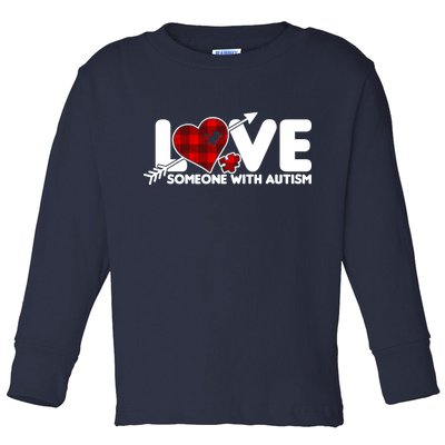 Plaid Love Someone With Autism Toddler Long Sleeve Shirt