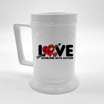 Plaid Love Someone With Autism Beer Stein