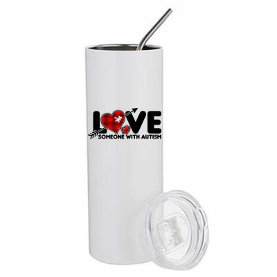 Plaid Love Someone With Autism Stainless Steel Tumbler