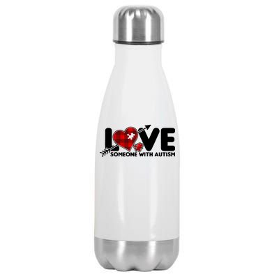 Plaid Love Someone With Autism Stainless Steel Insulated Water Bottle