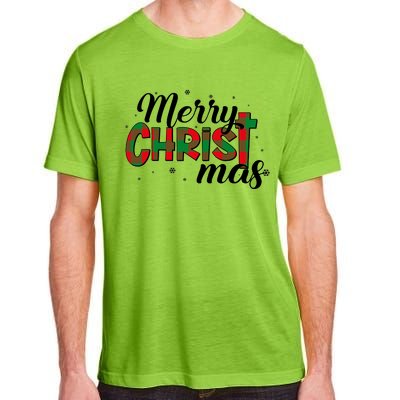 Plaid Merry Christmas Christ Adult ChromaSoft Performance T-Shirt