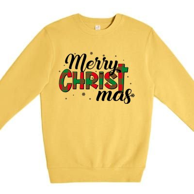 Plaid Merry Christmas Christ Premium Crewneck Sweatshirt