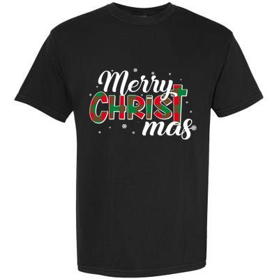 Plaid Merry Christmas Christ Garment-Dyed Heavyweight T-Shirt