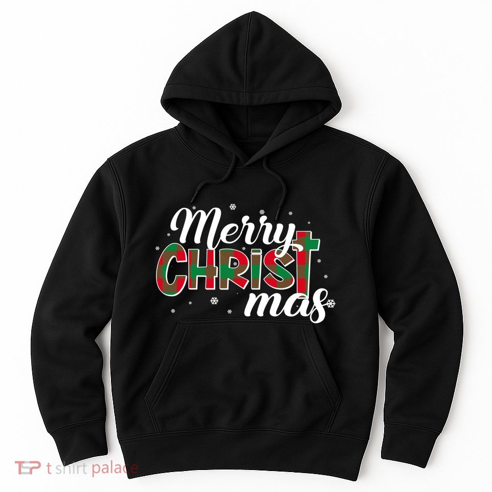 Plaid Merry Christmas Christ Hoodie