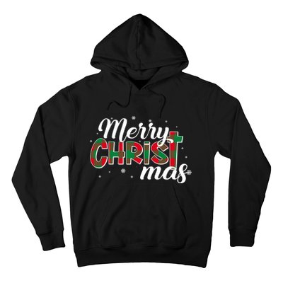 Plaid Merry Christmas Christ Hoodie