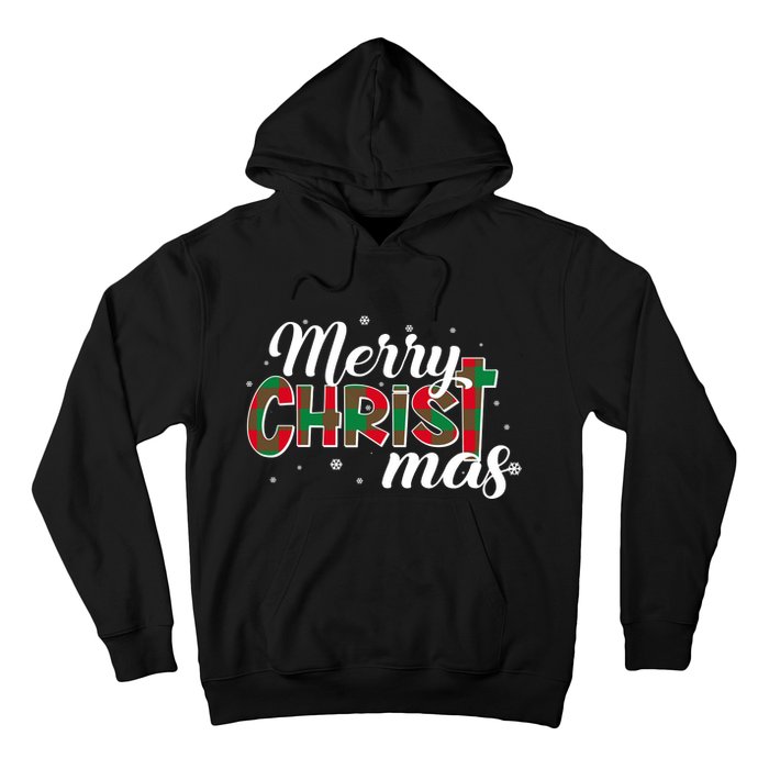 Plaid Merry Christmas Christ Hoodie