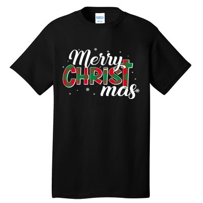 Plaid Merry Christmas Christ Tall T-Shirt