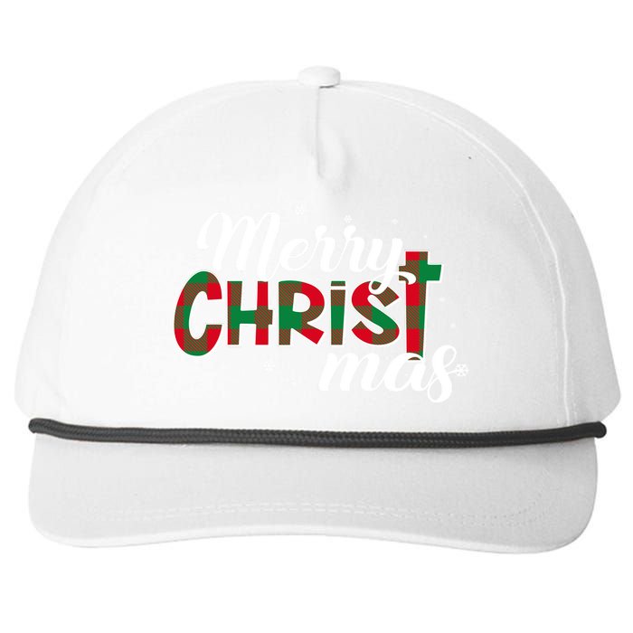 Plaid Merry Christmas Christ Snapback Five-Panel Rope Hat