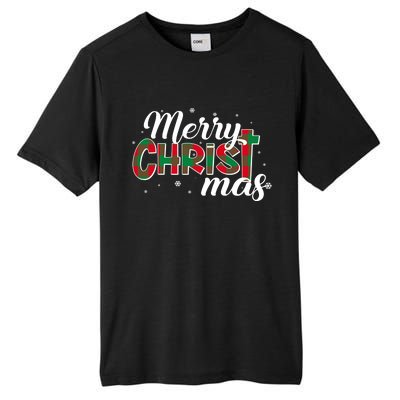 Plaid Merry Christmas Christ Tall Fusion ChromaSoft Performance T-Shirt