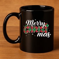 Plaid Merry Christmas Christ 11oz C Handle Ceramic Mug