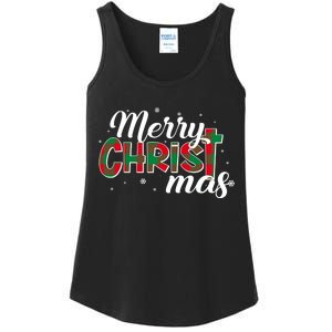 Plaid Merry Christmas Christ Ladies Essential Tank