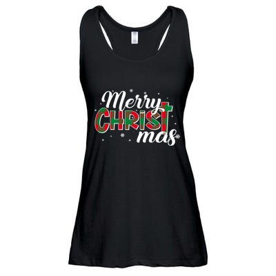 Plaid Merry Christmas Christ Ladies Essential Flowy Tank
