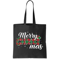 Plaid Merry Christmas Christ Tote Bag