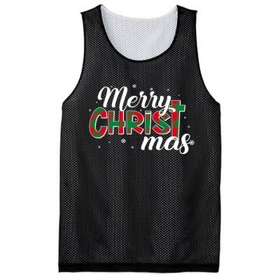 Plaid Merry Christmas Christ Mesh Reversible Basketball Jersey Tank