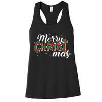 Plaid Merry Christmas Christ Women's Racerback Tank