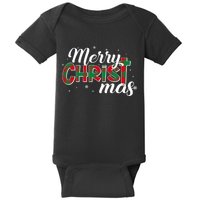 Plaid Merry Christmas Christ Baby Bodysuit