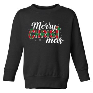 Plaid Merry Christmas Christ Toddler Sweatshirt