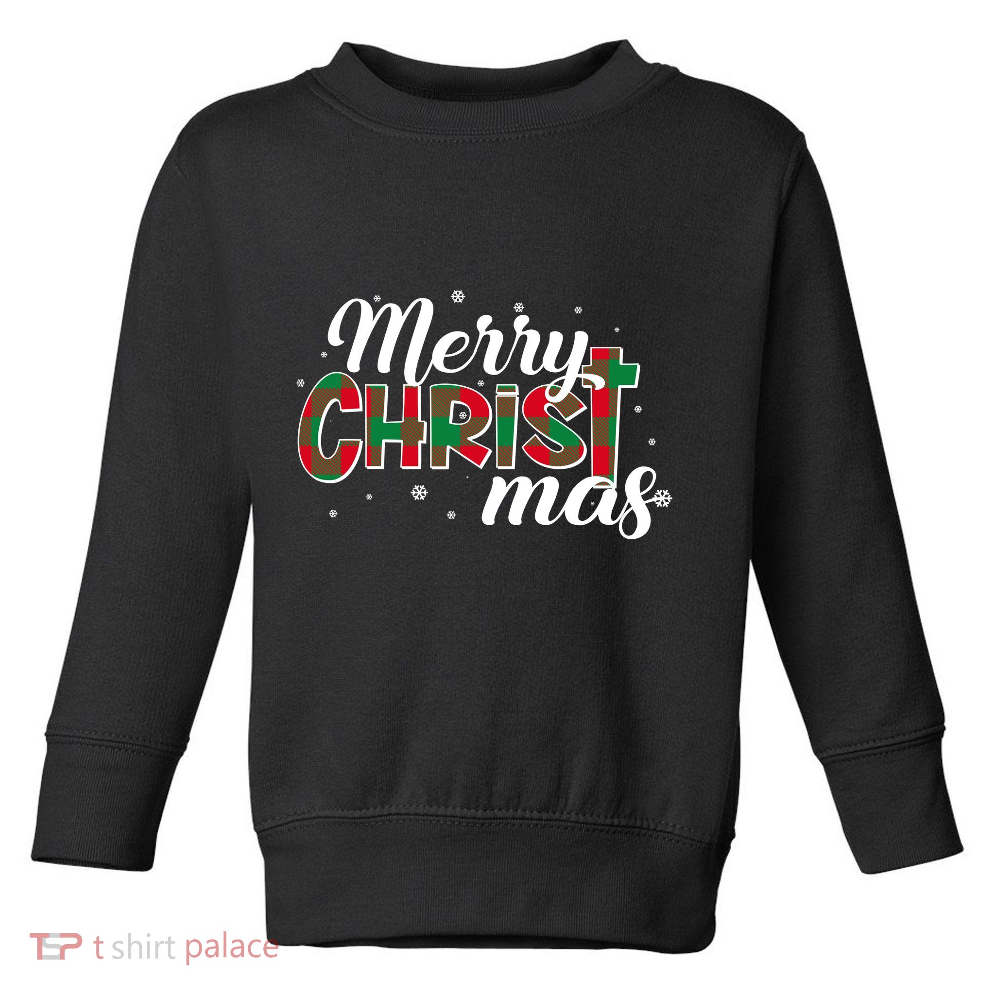 Plaid Merry Christmas Christ Toddler Sweatshirt
