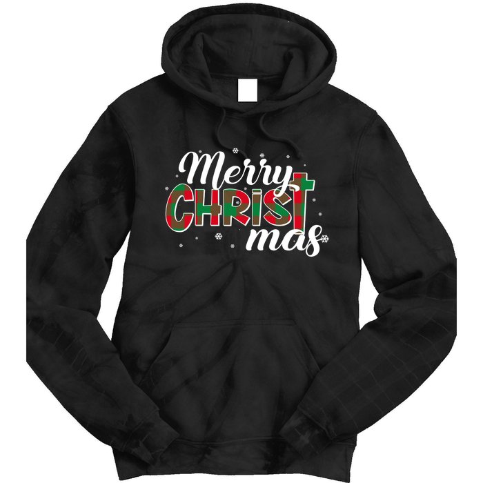 Plaid Merry Christmas Christ Tie Dye Hoodie