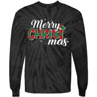 Plaid Merry Christmas Christ Tie-Dye Long Sleeve Shirt