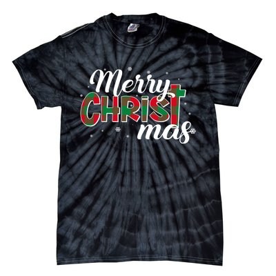 Plaid Merry Christmas Christ Tie-Dye T-Shirt