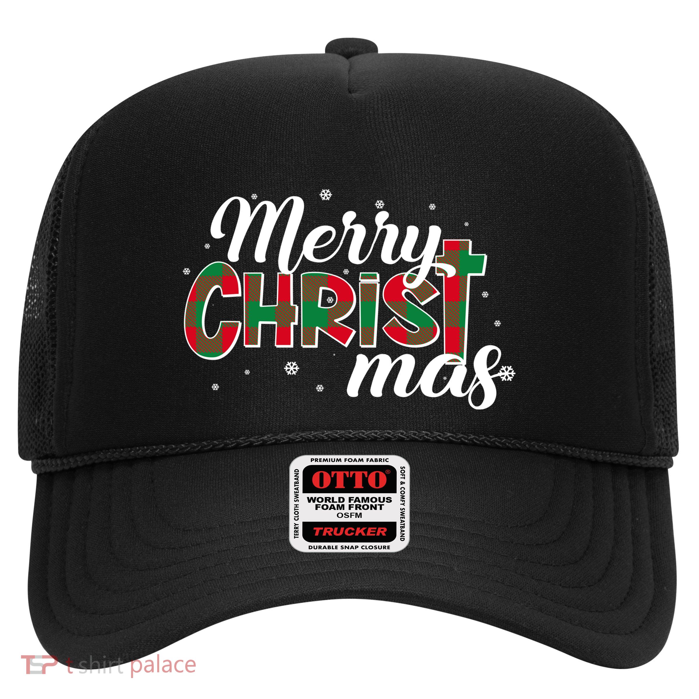 Plaid Merry Christmas Christ Trucker Hat