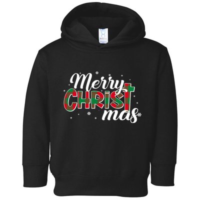 Plaid Merry Christmas Christ Toddler Hoodie